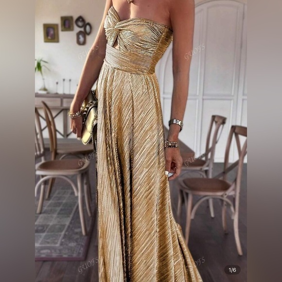 Elegant Gold Strapless Gown from SHEIN - size M - NWOT - Picture 1 of 8